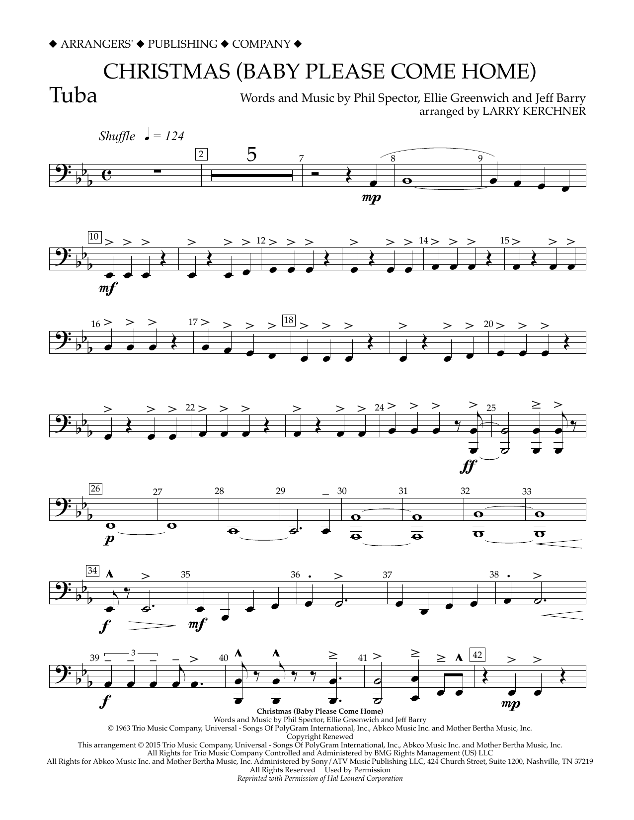 Learn to play Larry Kerchner Christmas (Baby Please Come Home) - Tuba sheet music for Concert Band in minutes. Price: 5.9900$ Larry Kerchner Christmas (Baby Please Come Home) - Tuba sheet music notes and chords arranged for Concert Band
