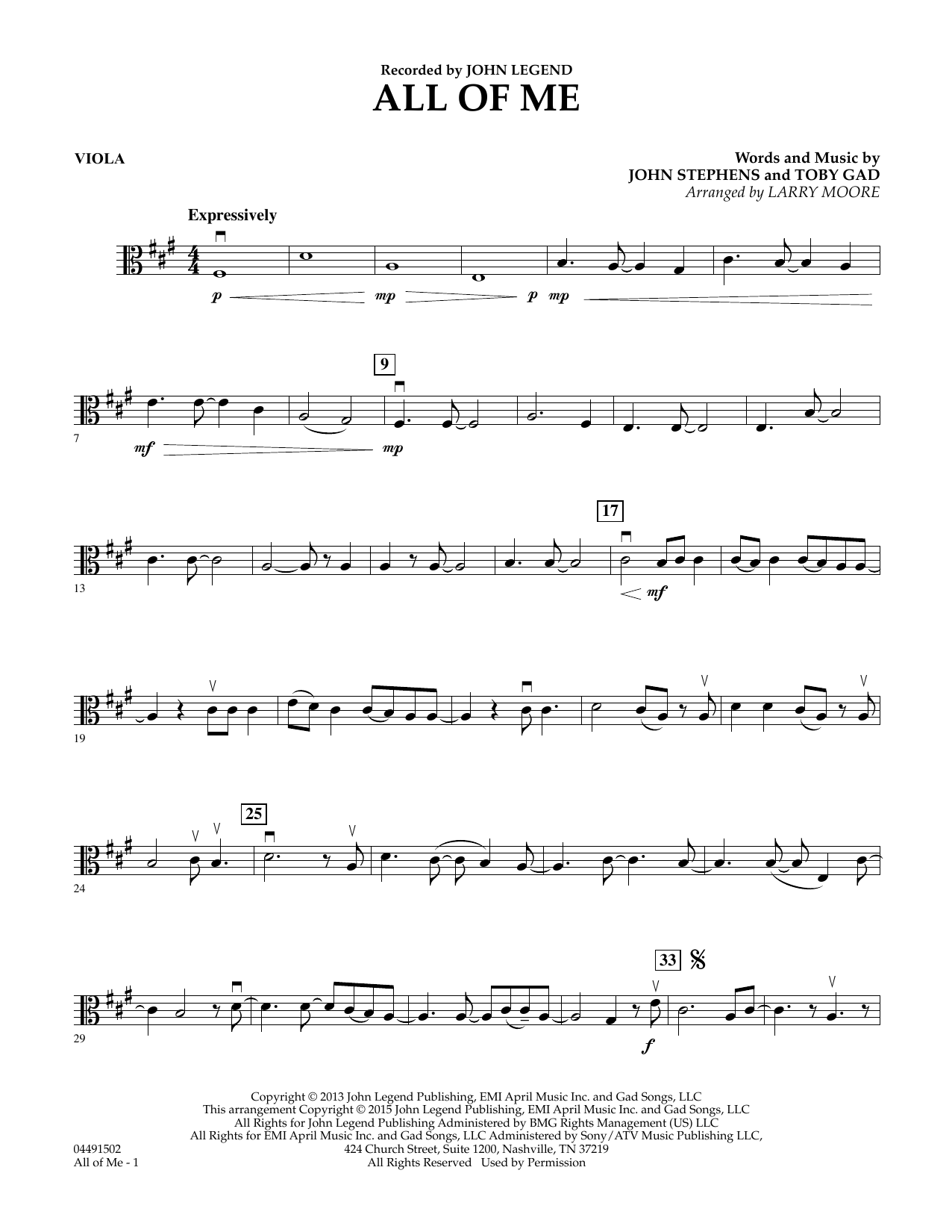 Learn to play Larry Moore All of Me - Viola sheet music for String Quartet in minutes. Price: 7.8900$ Larry Moore All of Me - Viola sheet music notes and chords arranged for String Quartet
