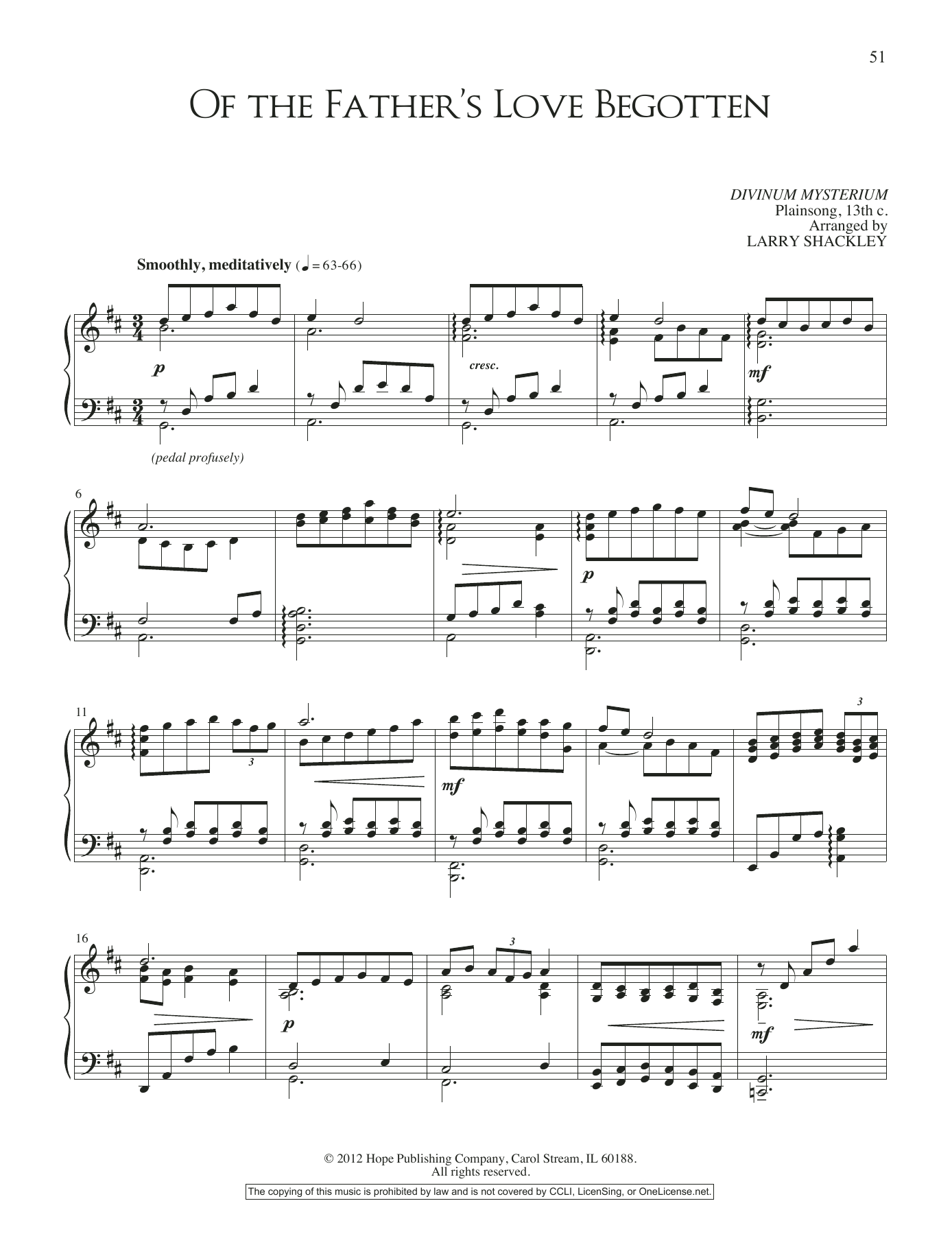 Learn to play Larry Shackley Of the Father's Love Begotten sheet music for Piano Solo in minutes. Larry Shackley Of the Father's Love Begotten sheet music notes and chords. Download Printable PDF.