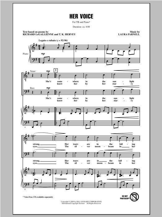 Laura Farnell Her Voice sheet music notes and chords. Download Printable PDF.