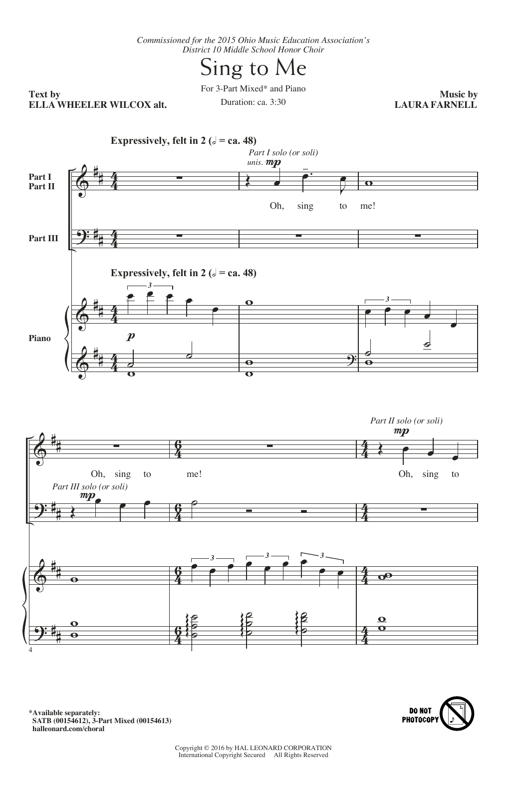 Laura Farnell Sing To Me sheet music notes and chords. Download Printable PDF.