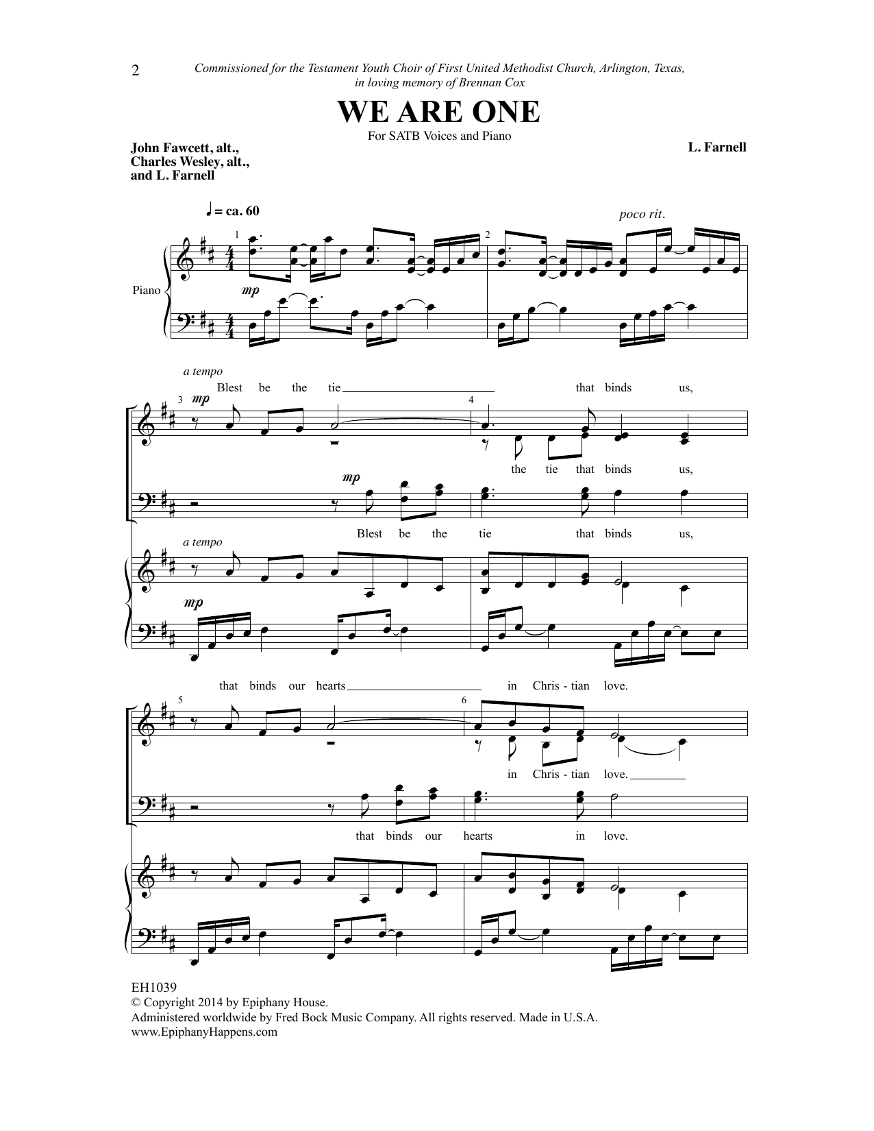 Laura Farnell We Are One sheet music notes and chords. Download Printable PDF.