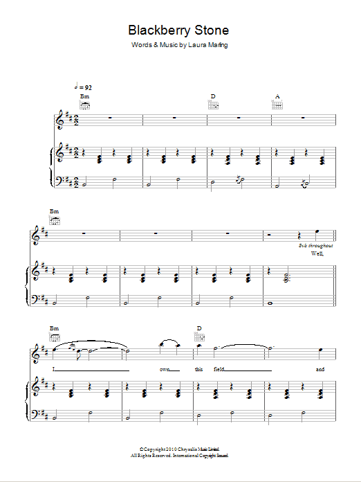 Laura Marling Blackberry Stone sheet music notes and chords. Download Printable PDF.