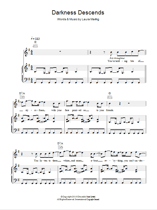 Laura Marling Darkness Descends sheet music notes and chords. Download Printable PDF.