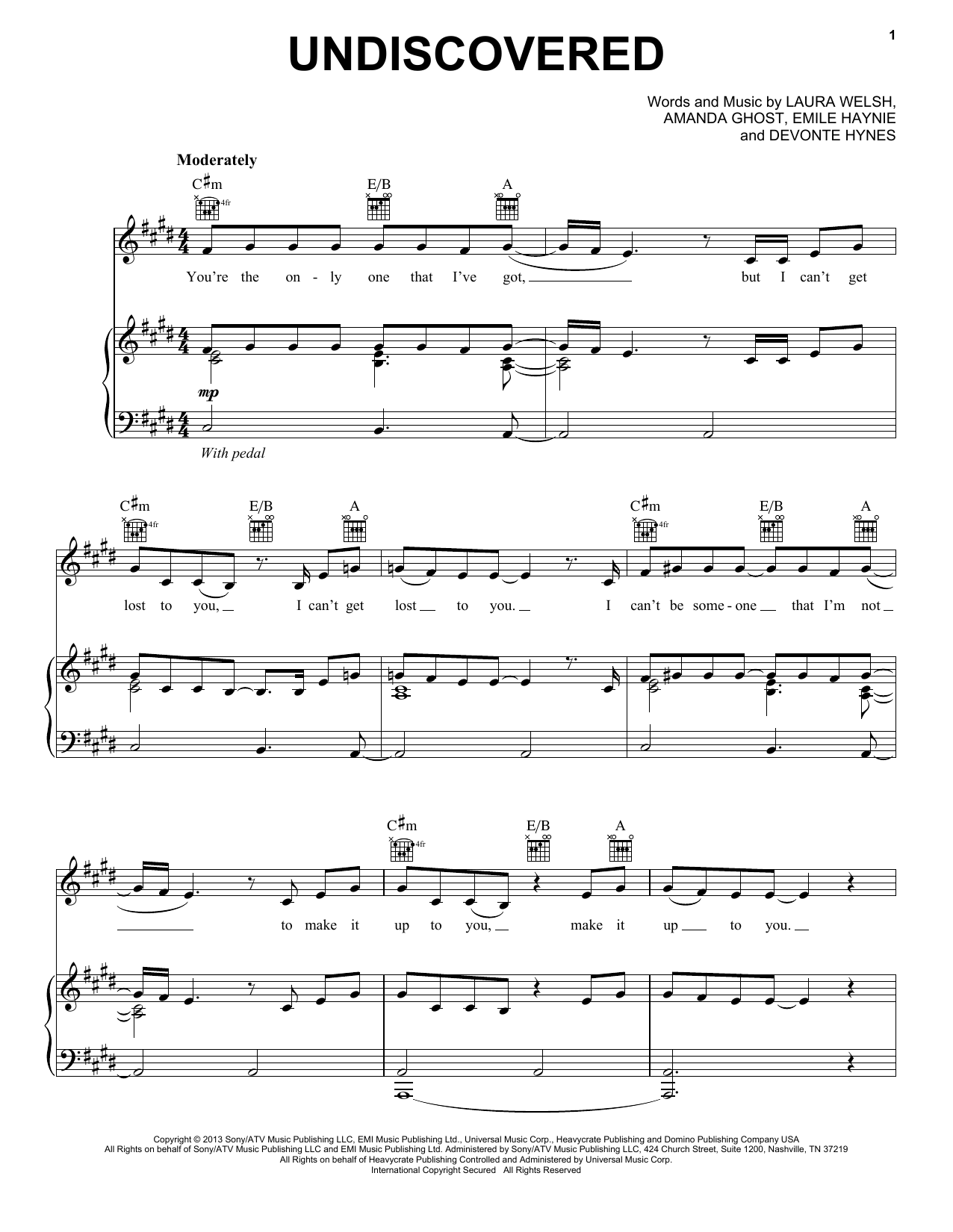 Laura Welsh Undiscovered sheet music notes and chords. Download Printable PDF.