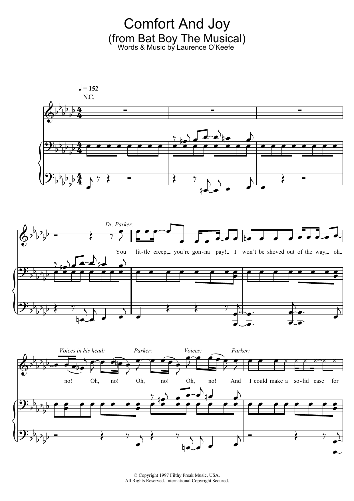 Learn to play Laurence O'Keefe Comfort And Joy (from Bat Boy The Musical) sheet music for Piano, Vocal & Guitar in minutes. Laurence O'Keefe Comfort And Joy (from Bat Boy The Musical) sheet music notes and chords. Download Printable PDF.