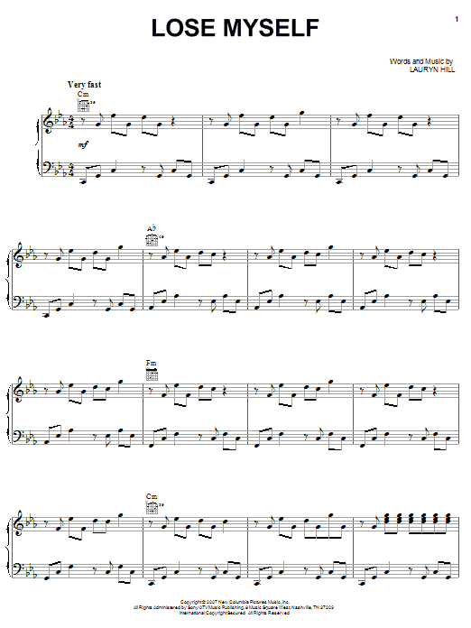 Lauryn Hill Lose Myself sheet music notes and chords. Download Printable PDF.