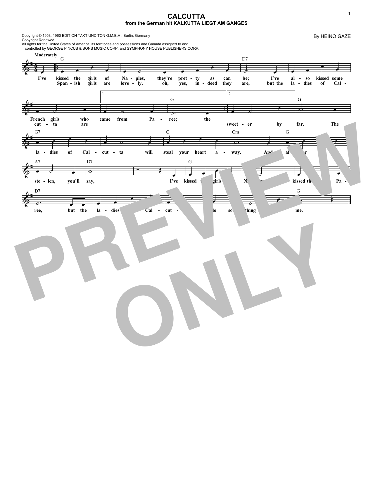 Lawrence Welk Calcutta sheet music notes and chords. Download Printable PDF.