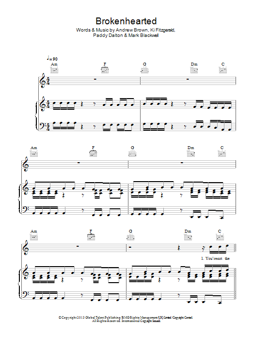 Lawson Brokenhearted (feat. B.o.B) sheet music notes and chords. Download Printable PDF.