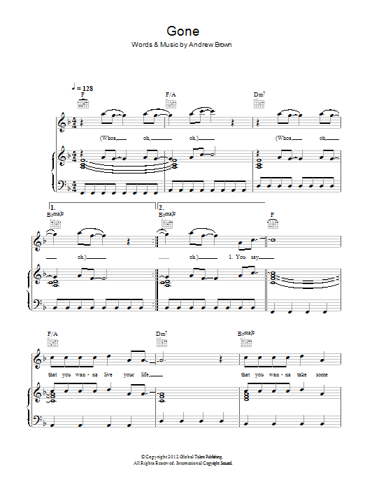 Lawson Gone sheet music notes and chords. Download Printable PDF.