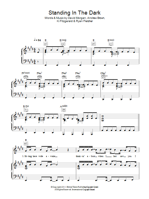 LAWSON Standing In The Dark sheet music notes and chords. Download Printable PDF.