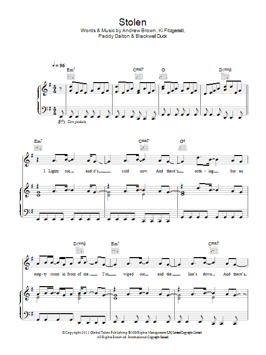 Learn to play Lawson Stolen sheet music for Piano, Vocal & Guitar (Right-Hand Melody) in minutes. Lawson Stolen sheet music notes and chords. Download Printable PDF.