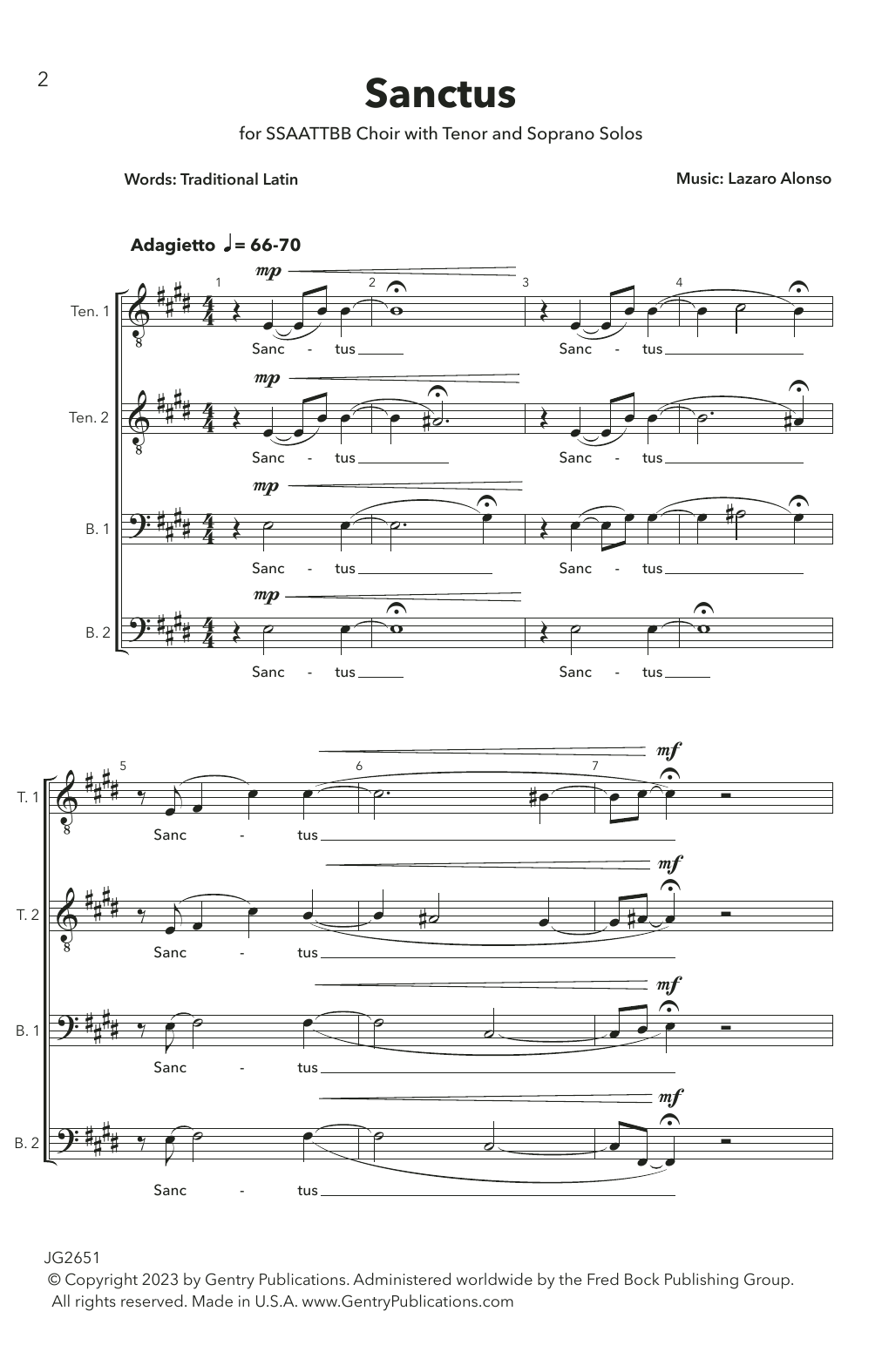 Learn to play Lazaro Alonso Sanctus sheet music for Choir in minutes. Price: 5.8900$ Lazaro Alonso Sanctus sheet music notes and chords arranged for Choir