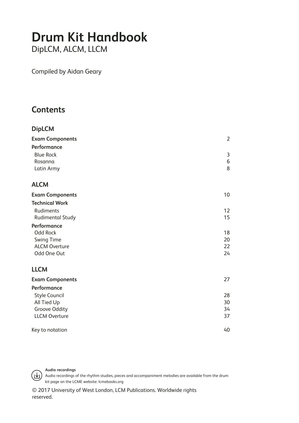 LCME LCME Drum Kit Handbook DipLCME ALCME LLCME sheet music notes and chords. Download Printable PDF.