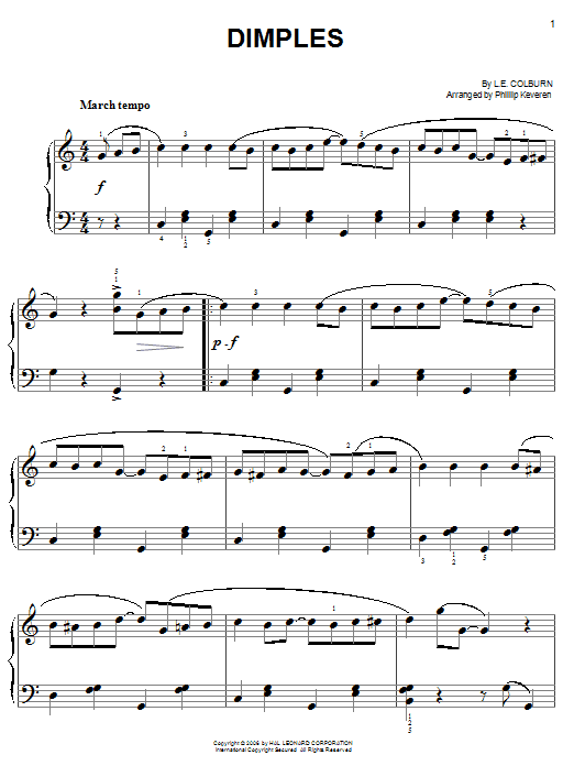 L.E. Colburn Dimples sheet music notes and chords. Download Printable PDF.