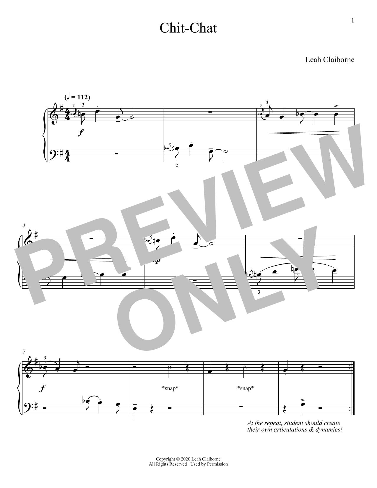 Leah Claiborne Chit-Chat sheet music notes and chords. Download Printable PDF.