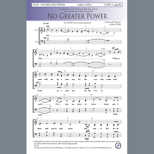 Easily Download Andrew Miller Printable PDF piano music notes, guitar tabs for SATB Choir. Transpose or transcribe this score in no time - Learn how to play song progression.