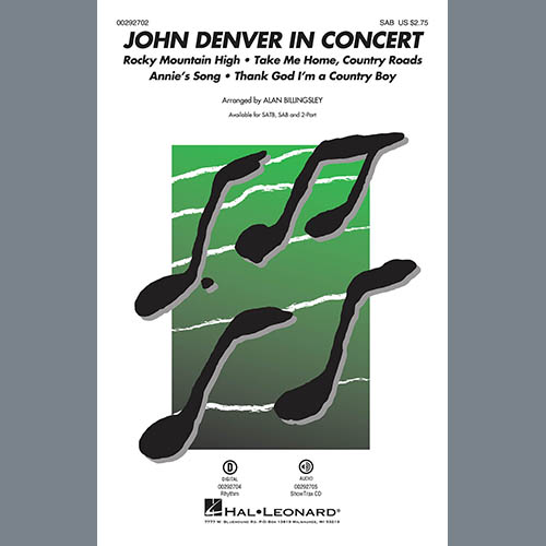 Easily Download John Denver Printable PDF piano music notes, guitar tabs for SAB Choir. Transpose or transcribe this score in no time - Learn how to play song progression.