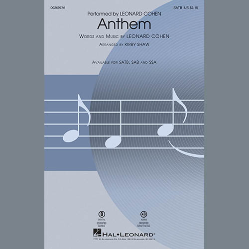 Easily Download Leonard Cohen Printable PDF piano music notes, guitar tabs for SATB Choir. Transpose or transcribe this score in no time - Learn how to play song progression.