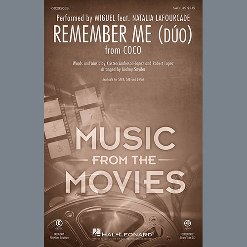 Miguel feat. Natalia Lafourcade Download Printable PDF Score Easily Download Miguel feat. Natalia Lafourcade Printable PDF piano music notes, guitar tabs for SAB Choir. Transpose or transcribe this score in no time - Learn how to play song progression.