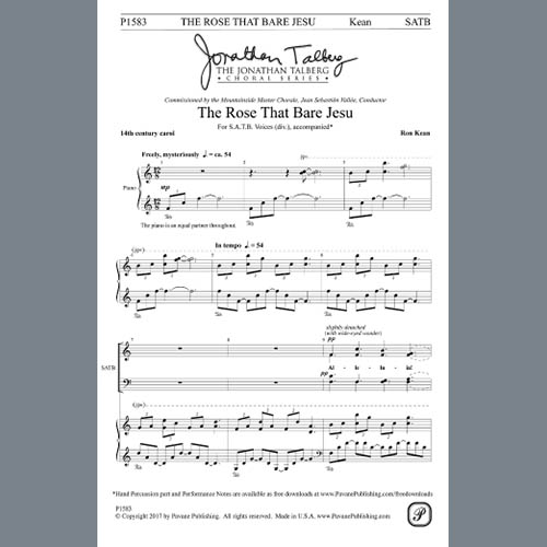 Easily Download Ron Kean Printable PDF piano music notes, guitar tabs for SATB Choir. Transpose or transcribe this score in no time - Learn how to play song progression.