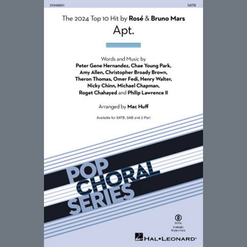 Easily Download ROSÉ & Bruno Mars Printable PDF piano music notes, guitar tabs for SATB Choir. Transpose or transcribe this score in no time - Learn how to play song progression.