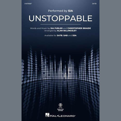 Easily Download Sia Printable PDF piano music notes, guitar tabs for SATB Choir. Transpose or transcribe this score in no time - Learn how to play song progression.