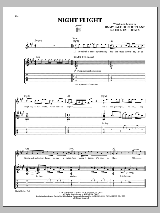 Flight" Sheet Music Notes, Chords | Download Printable PDF 152044 Score