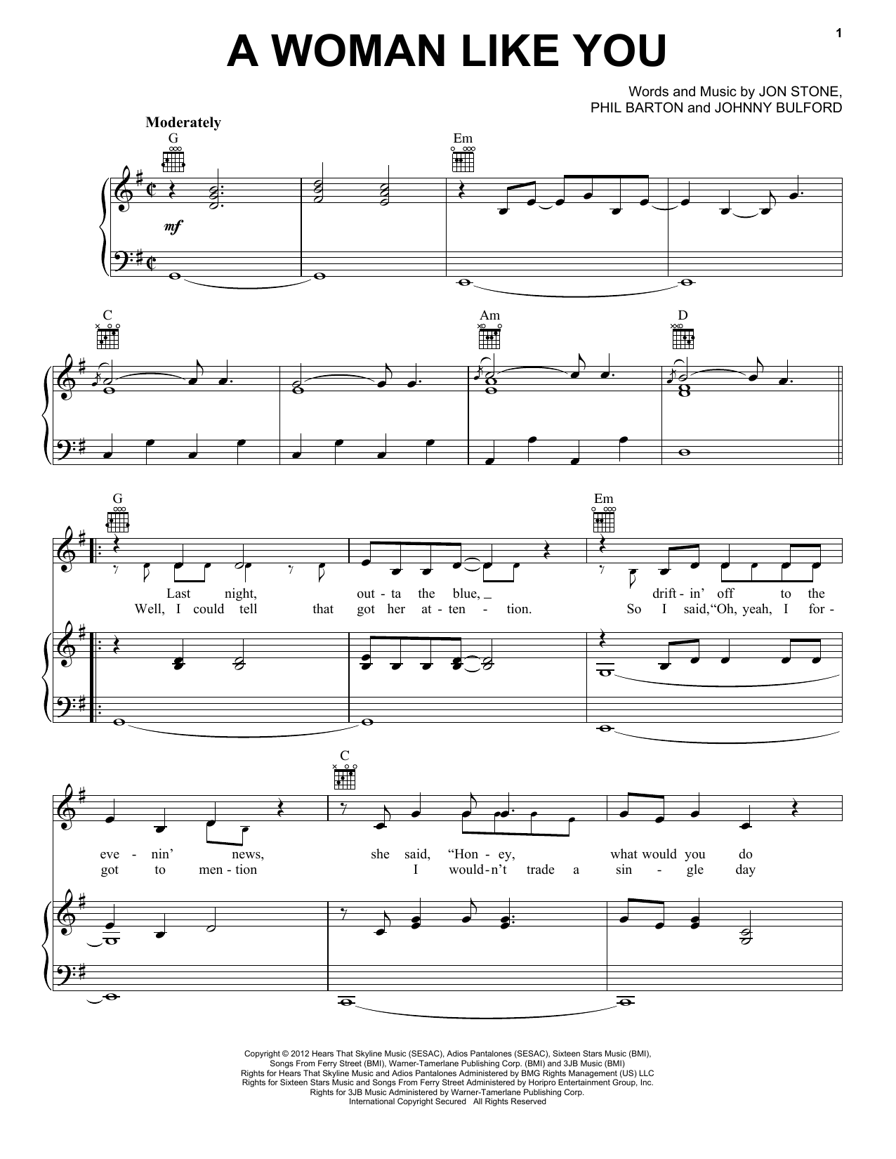 Lee Brice A Woman Like You sheet music notes and chords. Download Printable PDF.