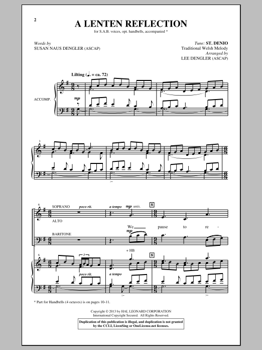 Lee Dengler A Lenten Reflection sheet music notes and chords. Download Printable PDF.