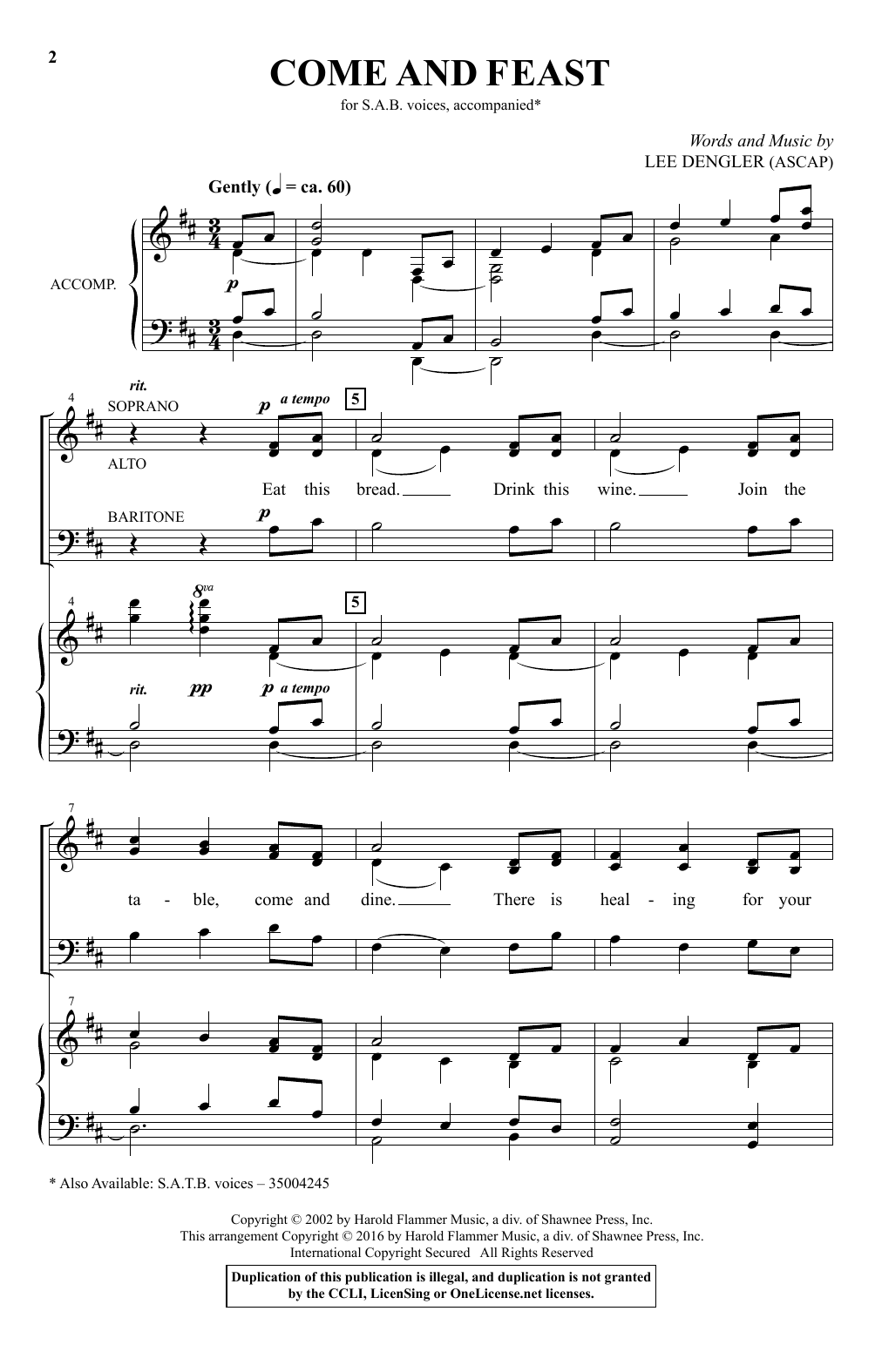 Lee Dengler Come And Feast sheet music notes and chords. Download Printable PDF.