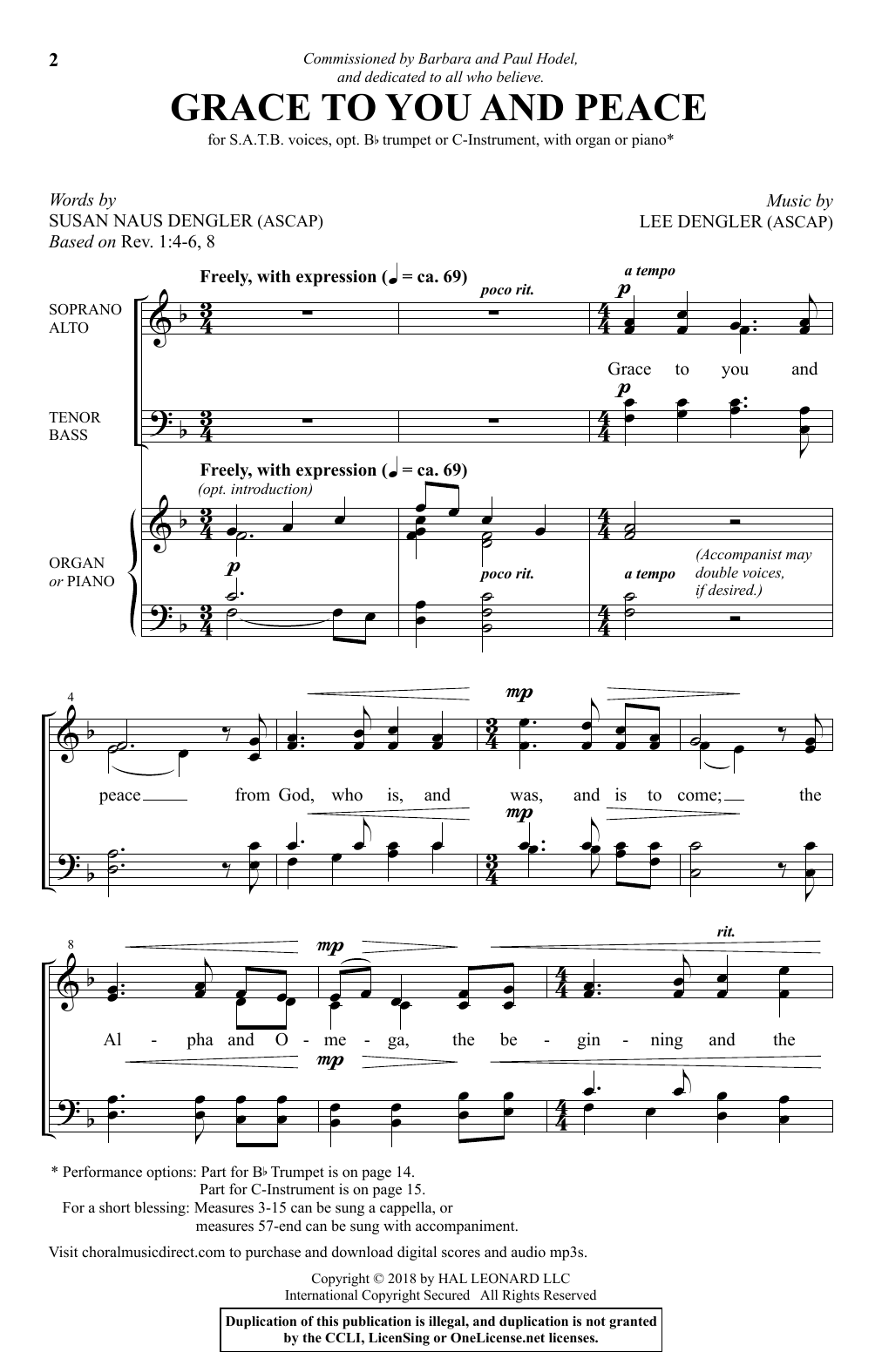 Learn to play Lee Dengler Grace To You And Peace sheet music for SATB Choir in minutes. Price: 3.9900$ Lee Dengler Grace To You And Peace sheet music notes and chords arranged for SATB Choir