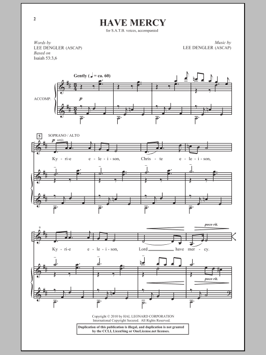 Lee Dengler Have Mercy sheet music notes and chords. Download Printable PDF.