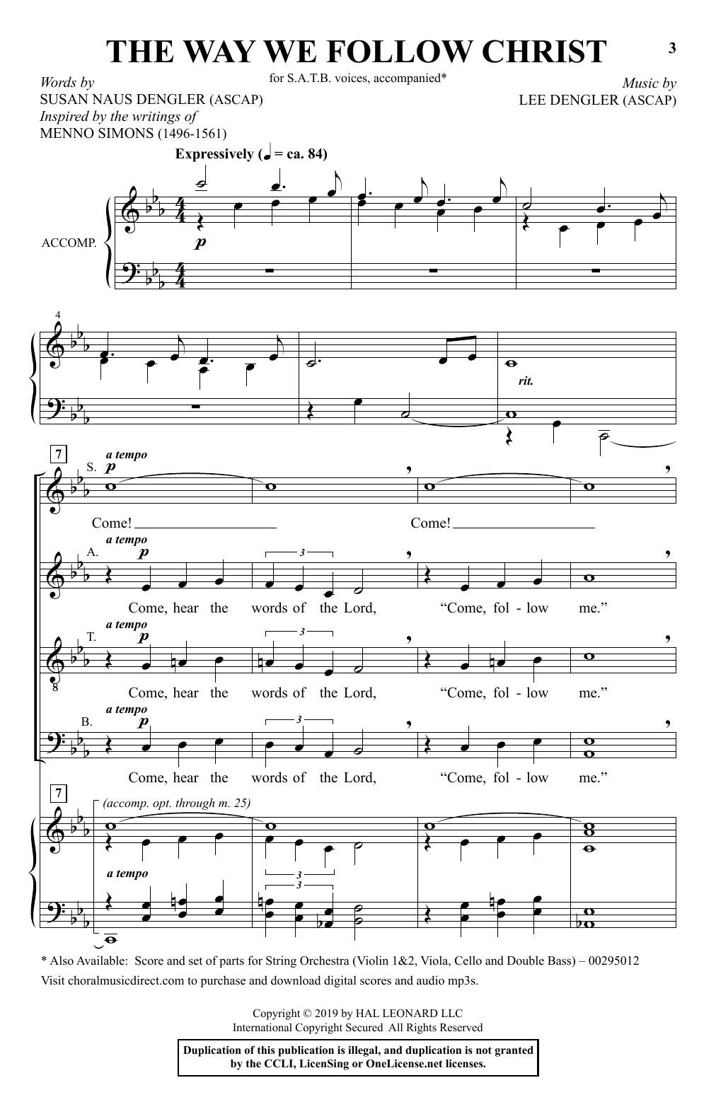 Lee Dengler The Way We Follow Christ sheet music notes and chords arranged for SATB Choir