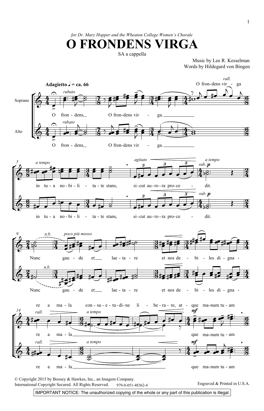 Lee Kesselman O Frondens Virga sheet music notes and chords. Download Printable PDF.