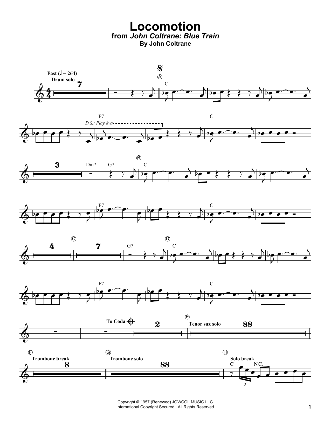 Lee Morgan Locomotion sheet music notes and chords. Download Printable PDF.