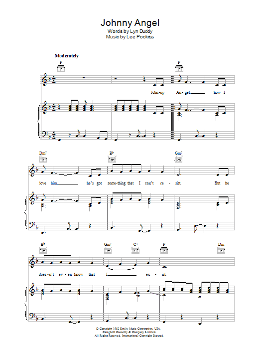 Learn to play Lee Poskriss Johnny Angel sheet music for Piano, Vocal & Guitar (Right-Hand Melody) in minutes. Lee Poskriss Johnny Angel sheet music notes and chords. Download Printable PDF.
