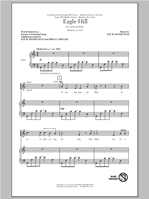 Lee R. Kesselman Eagle Hill sheet music notes and chords. Download Printable PDF.