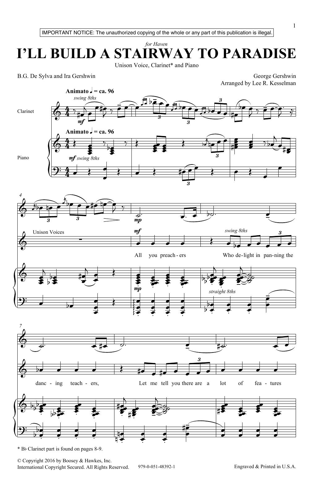 Learn to play Lee R. Kesselman I'll Build A Stairway To Paradise sheet music for Unison Choir in minutes. Price: 3.9900$ Lee R. Kesselman I'll Build A Stairway To Paradise sheet music notes and chords arranged for Unison Choir
