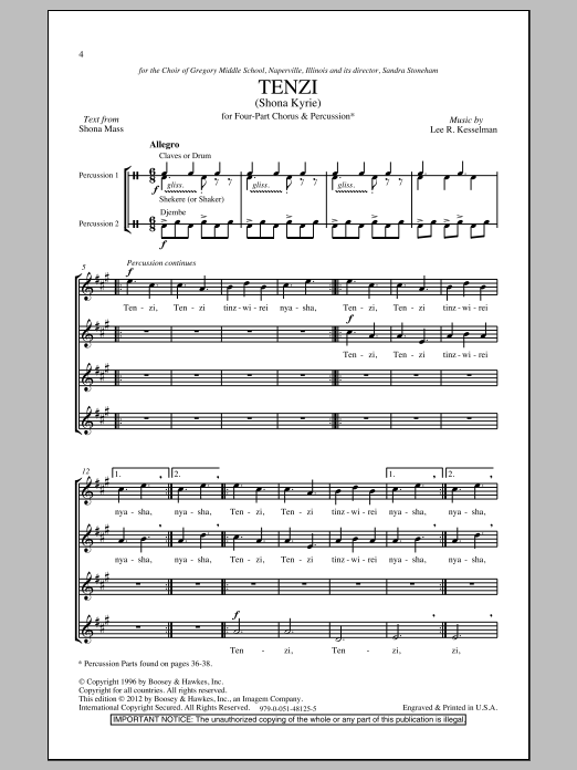 Lee R. Kesselman Shona Mass sheet music notes and chords. Download Printable PDF.