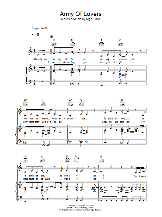 Lee Ryan Army Of Lovers sheet music notes and chords. Download Printable PDF.