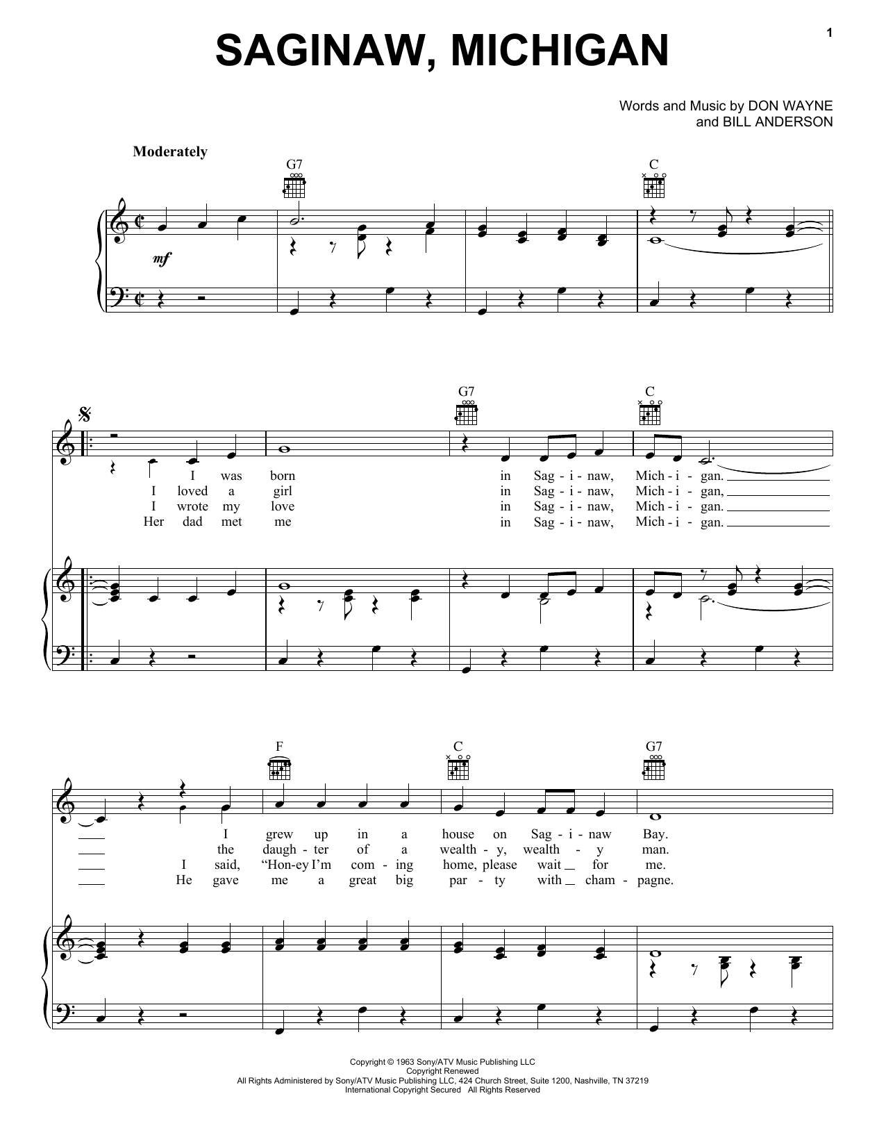 Lefty Frizzell Saginaw, Michigan sheet music notes and chords. Download Printable PDF.