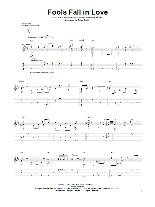 Learn to play Leiber And Stoller Fools Fall In Love sheet music for Guitar Tab in minutes. Leiber And Stoller Fools Fall In Love sheet music notes and chords. Download Printable PDF.