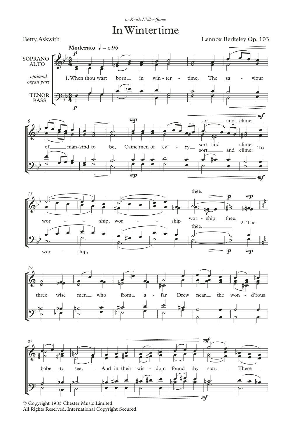 Lennox Berkeley In Wintertime sheet music notes and chords. Download Printable PDF.