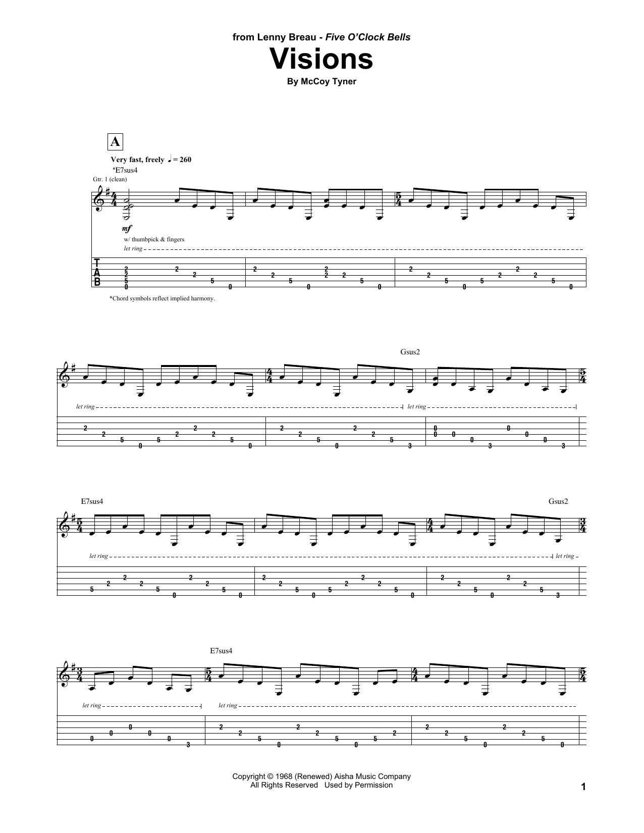 Lenny Breau Visions sheet music notes and chords. Download Printable PDF.