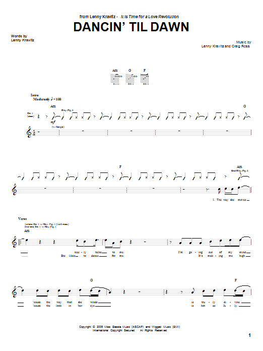 Learn to play Lenny Kravitz Dancin' Til Dawn sheet music for Guitar Tab in minutes. Lenny Kravitz Dancin' Til Dawn sheet music notes and chords. Download Printable PDF.