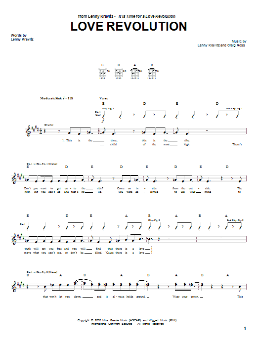 Learn to play Lenny Kravitz Love Revolution sheet music for Guitar Tab in minutes. Lenny Kravitz Love Revolution sheet music notes and chords. Download Printable PDF.