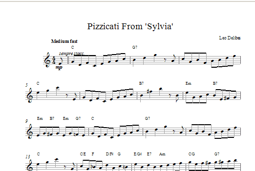 Leo Delibes Pizzicati From Sylvia sheet music notes and chords. Download Printable PDF.