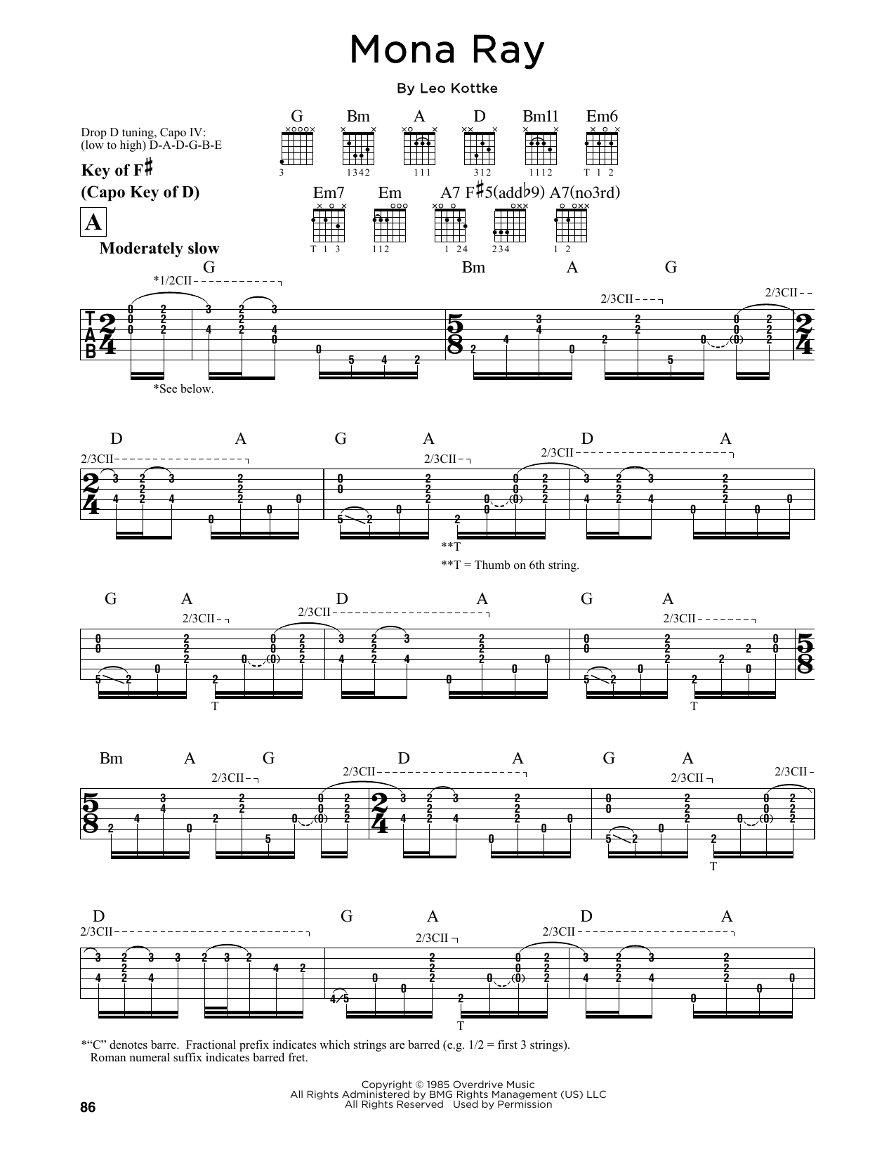 Leo Kottke Mona Ray sheet music notes and chords. Download Printable PDF.