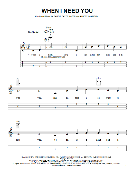 Leo Sayer When I Need You sheet music notes and chords. Download Printable PDF.